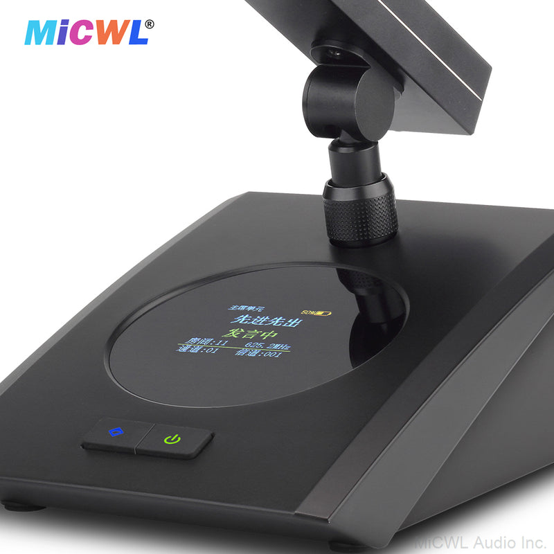 MiCWL A115 Square 36 Desktop Table Wireless Digital Conference Microphones System President Delegate Option Audio 36 Mics - MiCWL Audio Inc