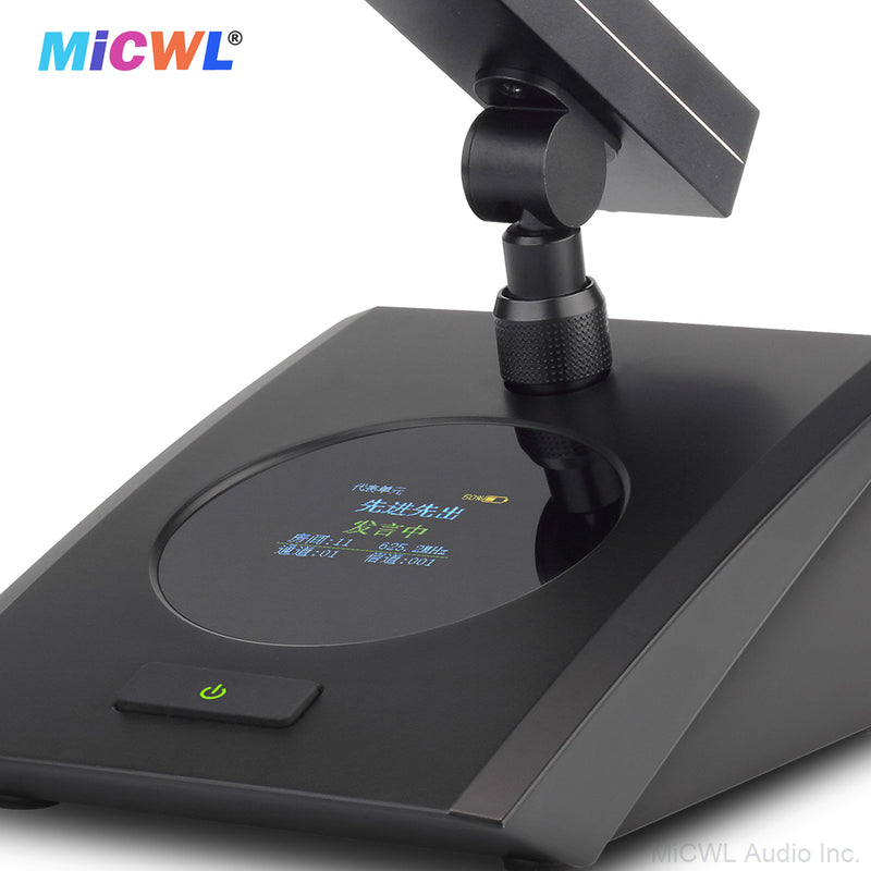 MiCWL A115 Square 36 Desktop Table Wireless Digital Conference Microphones System President Delegate Option Audio 36 Mics - MiCWL Audio Inc