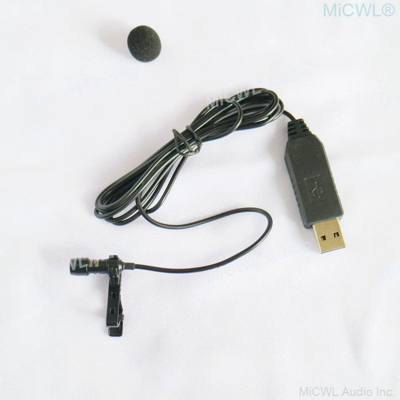 Black USB Microphone Tie Clip Lavalier Computer Laptop Mics - MiCWL Audio Inc