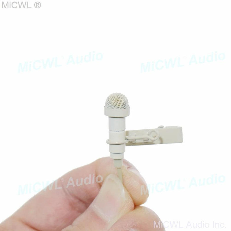 Beige ME2 Mini Tie Clip Lapel Lavalier Microphone For Audio Technica BeltPack Transmitter with Metal Cap - MiCWL Audio Inc