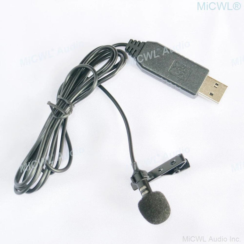 Black USB Microphone Tie Clip Lavalier Computer Laptop Mics - MiCWL Audio Inc