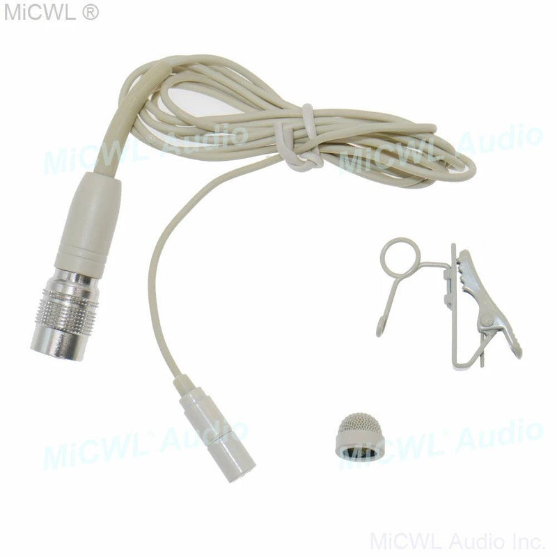 Beige ME2 Mini Tie Clip Lapel Lavalier Microphone For Audio Technica BeltPack Transmitter with Metal Cap - MiCWL Audio Inc