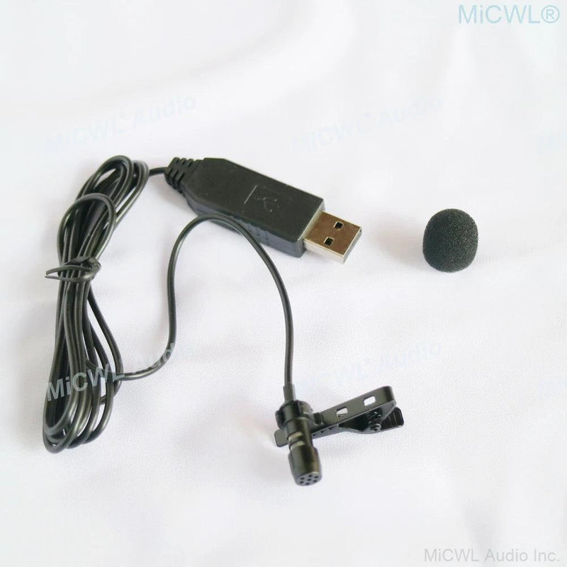 Black USB Microphone Tie Clip Lavalier Computer Laptop Mics - MiCWL Audio Inc