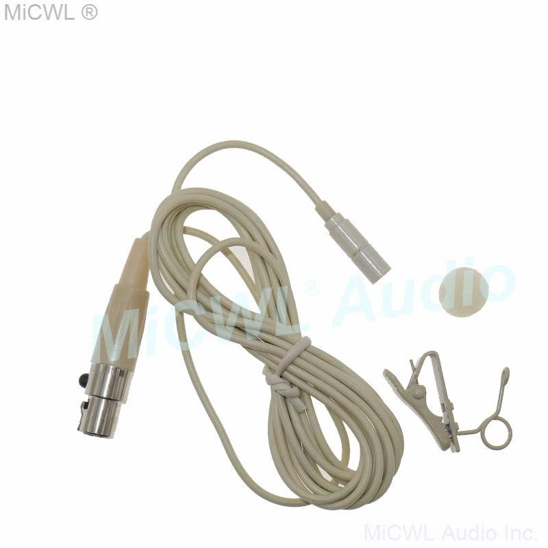 High Quality Beige ME2 Lavalier Microphone For Shure UR24D SLXD PGXD ULXD BeltPack TA4F Mini Tie Clip Mic With Metal Windscreen - MiCWL Audio Inc