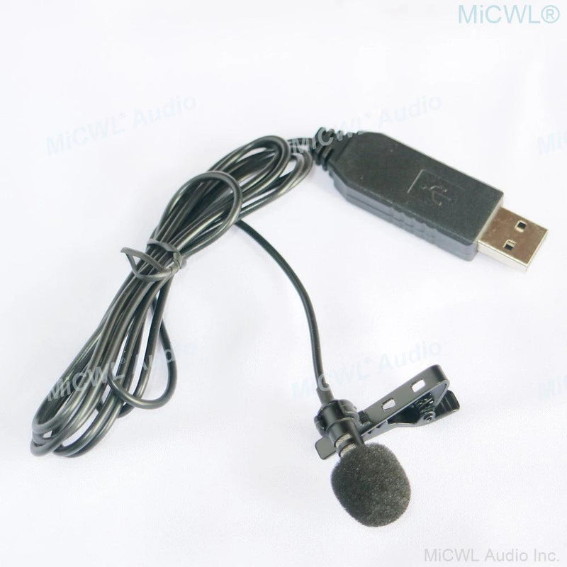 Black USB Microphone Tie Clip Lavalier Computer Laptop Mics - MiCWL Audio Inc