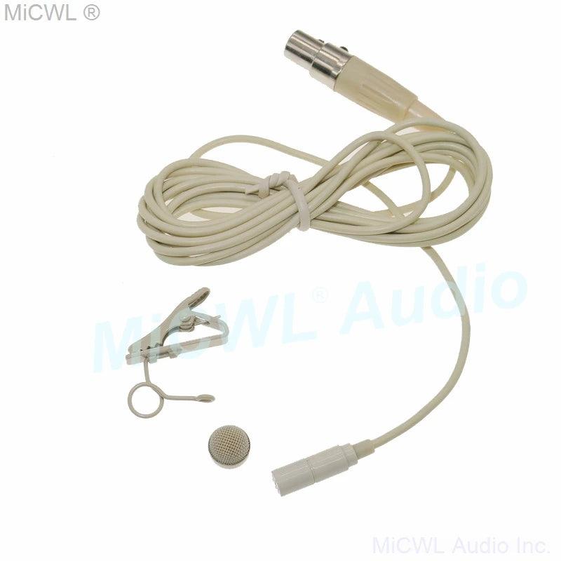 High Quality Beige ME2 Lavalier Microphone For Shure UR24D SLXD PGXD ULXD BeltPack TA4F Mini Tie Clip Mic With Metal Windscreen - MiCWL Audio Inc