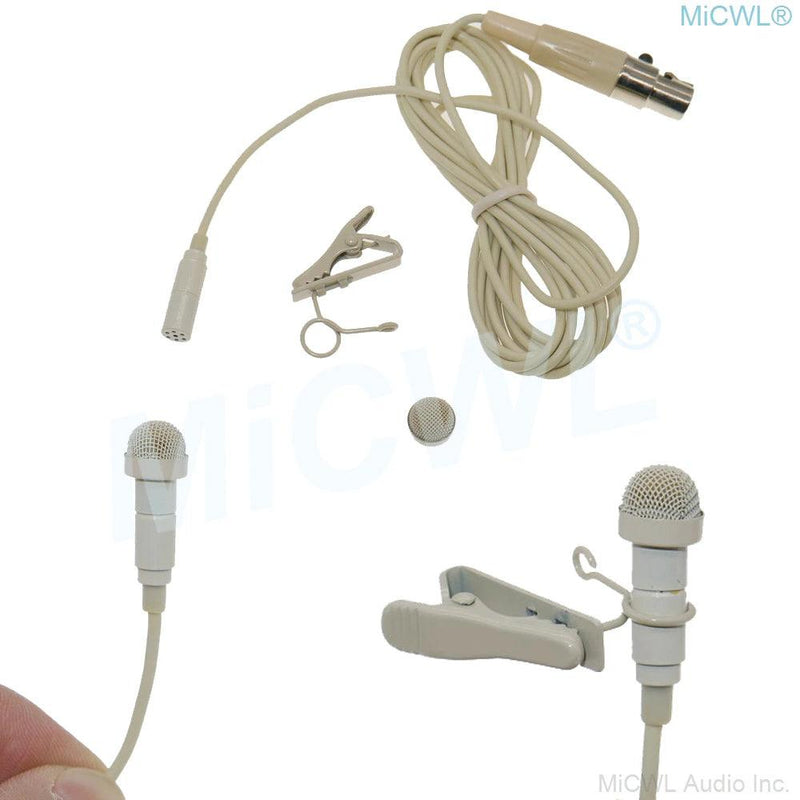 High Quality Beige ME2 Lavalier Microphone For Shure UR24D SLXD PGXD ULXD BeltPack TA4F Mini Tie Clip Mic With Metal Windscreen - MiCWL Audio Inc