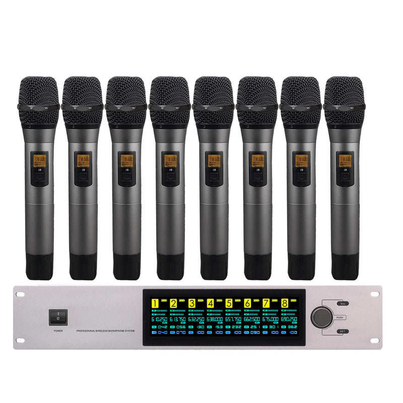 MiCWL D3700 Digital 8 Handheld Wireless Microphone System Stage Church Karaoke Sing Speech Adjustable Frequency - MiCWL Audio Inc