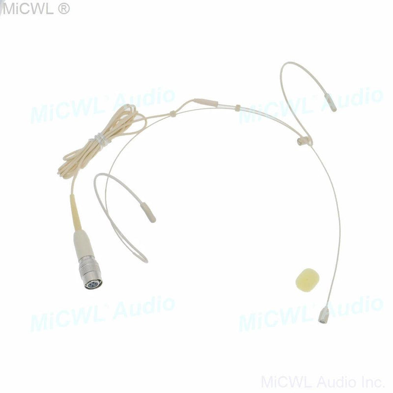 Beige Omni Capsule Head Hook Headset Microphone For Audio Technica ATW Series Wireless Hirose 4Pin AT4 - MiCWL Audio Inc