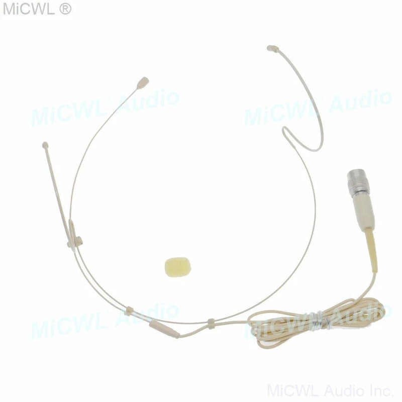 Beige Omni Capsule Head Hook Headset Microphone For Audio Technica ATW Series Wireless Hirose 4Pin AT4 - MiCWL Audio Inc