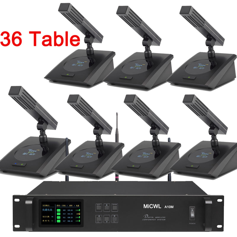 MiCWL A115 Square 36 Desktop Table Wireless Digital Conference Microphones System President Delegate Option Audio 36 Mics - MiCWL Audio Inc