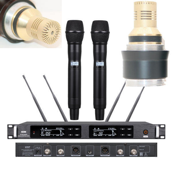 Super Technology AD4D Dual Channel Wireless KSM9 Gold Condenser Microphone Stage Performance DJ Karaoke Digital Mic System