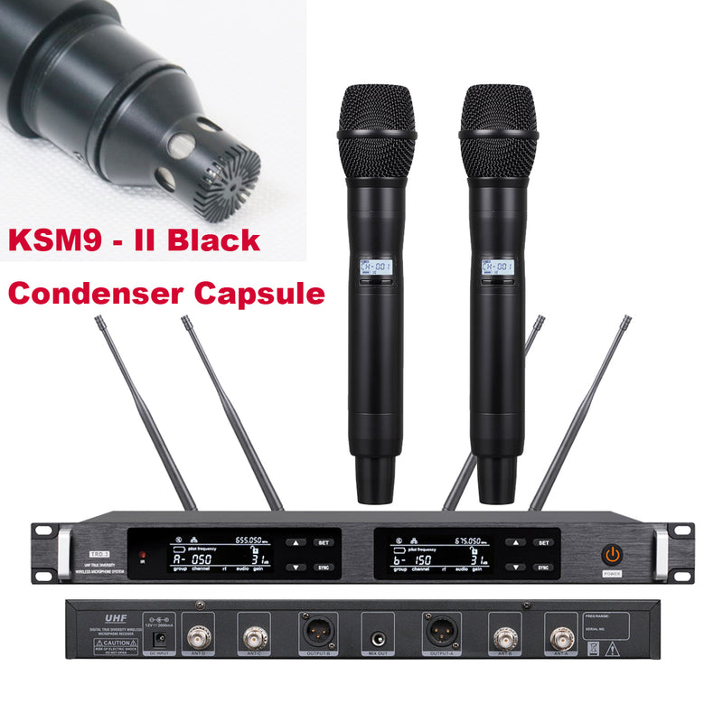 Super Technology AD4D Dual Channel Wireless KSM9 Gold Condenser Microphone Stage Performance DJ Karaoke Digital Mic System