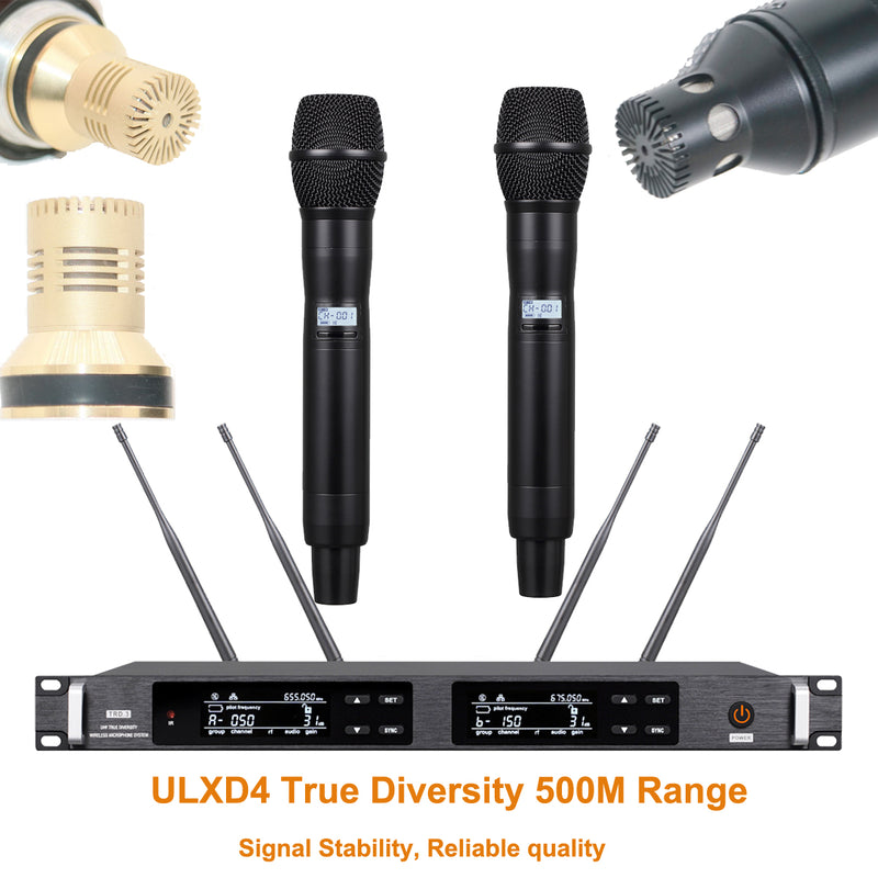 Super Technology AD4D Dual Channel Wireless KSM9 Gold Condenser Microphone Stage Performance DJ Karaoke Digital Mic System