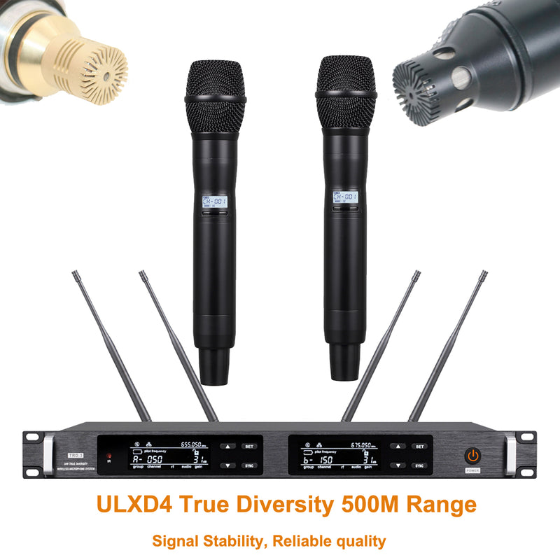 Super Technology AD4D Dual Channel Wireless KSM9 Gold Condenser Microphone Stage Performance DJ Karaoke Digital Mic System