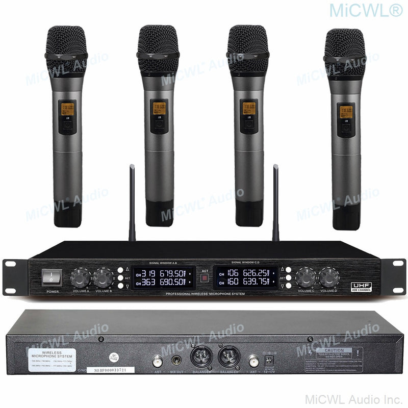 Pro 400 Channel UHF Digital Conference Microphone System 4 Desktop 4 Handheld 4 Headset Mics Sets MiCWL D3840