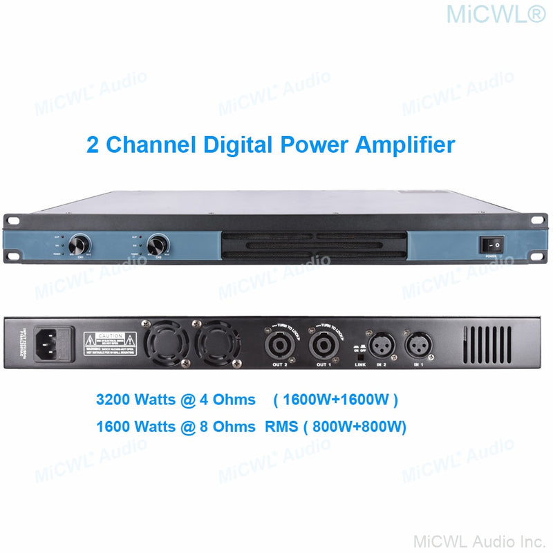 New Generation Digital Power Amplifier 6400W Classic 4 Channel 6400 Watt Drive Frequency and Subwoofer Speaker Audio PA AMP - MiCWL Audio Inc