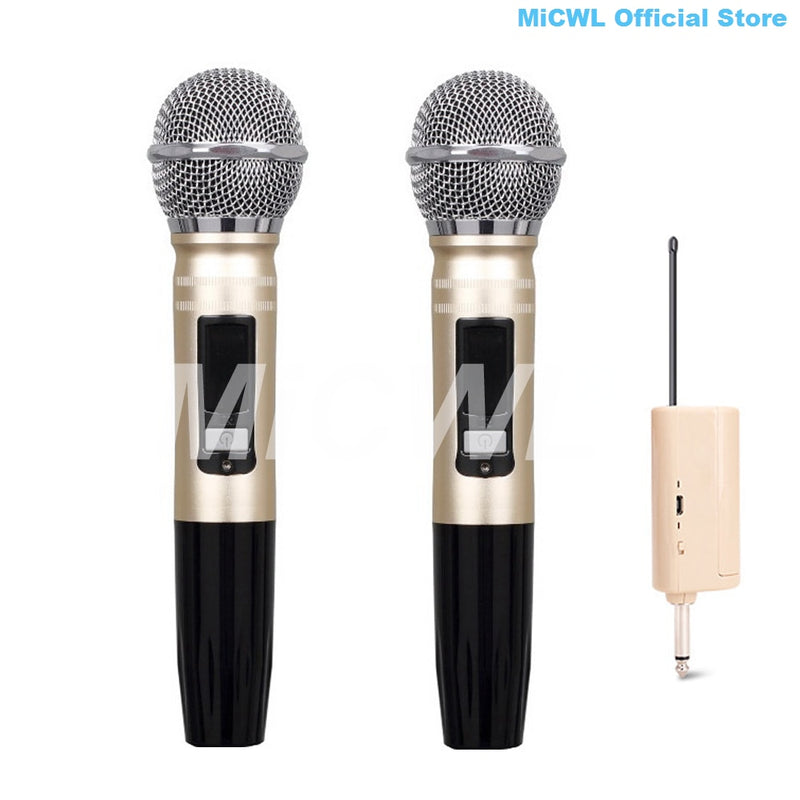 Portable Wireless 2 Handheld 2 Lavalier Karaoke Microphone System Rechargeable Radio Dual Channel Mics MiCWL TR2