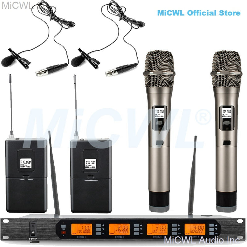 MiCWL Audio ACT707 Digital Wireless Karaoke Microphone System ULXD4 4 Channel Handheld Headset Lavalier Gooseneck Stage Sets