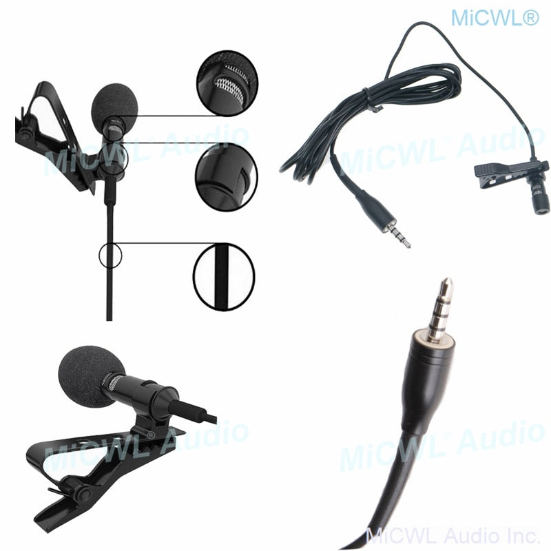 Cardioid Clip-On Lavalier Microphone Lapel Wireless Standard 3.5mm TRRS Stereo for Mobile Phone