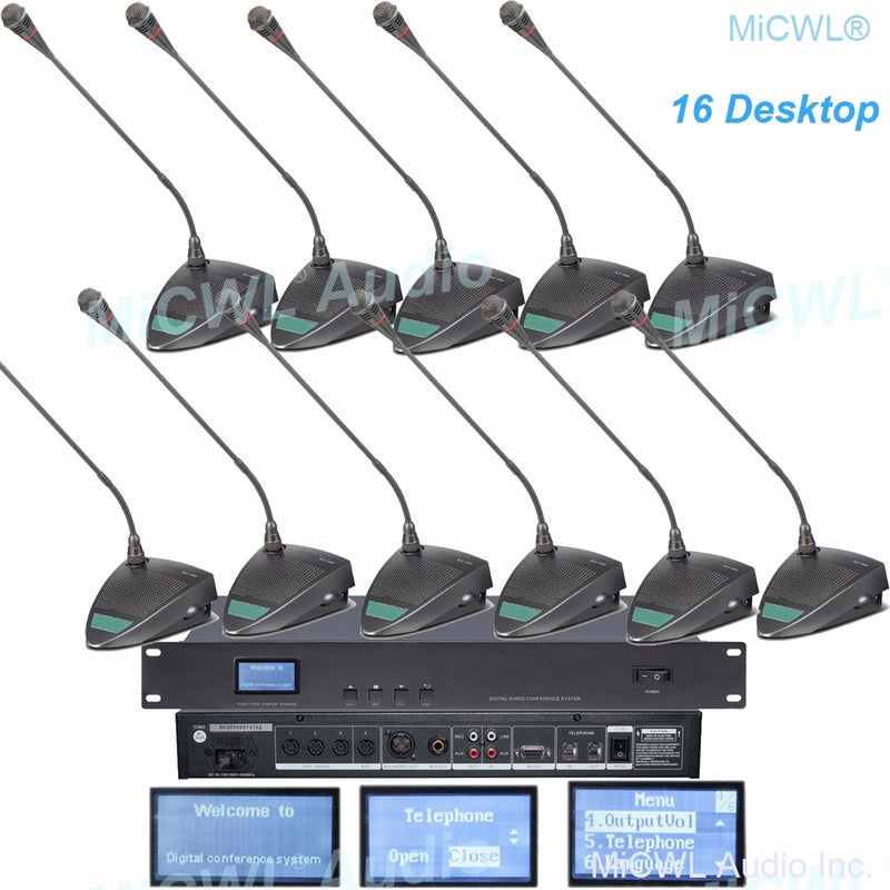 Professional IEM800 Digital Conference Microphone System Built-in speaker Desktop Gooseneck President Delegate MiCWL A351M-A06 - MiCWL Audio Inc