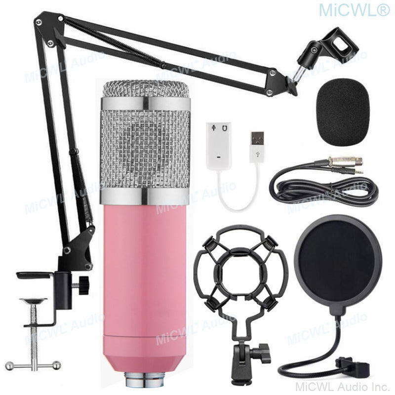 High-Technology Laptop PC Studio Recording Live Karaoke Condenser Microphone Gold Microfone Shock Mount Support