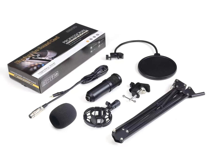 High-Technology Laptop PC Studio Recording Live Karaoke Condenser Microphone Gold Microfone Shock Mount Support