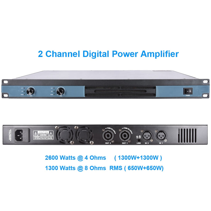 Advanced Digital Amplifier 4 Channel 6400 Watts 2 Ch 3200W High Power AMP 1U Drive 8 10 12 15 18 inch Speaker - MiCWL Audio Inc