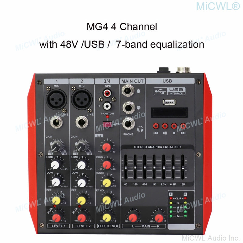 YAMAH MG6 6 Channel Bluetooth DJ Karaoke Laptop Live Mixer 4+2 Sound Card Mixing Console with USB 48V Phantom 7-Brand EQ