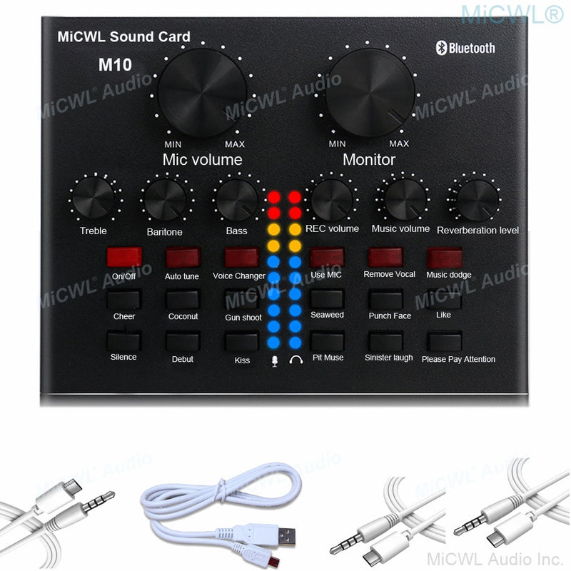 MiCWL M10 Audio Live Sound Card Condenser Microphone for Laptop Computer Network Karaoke Chat