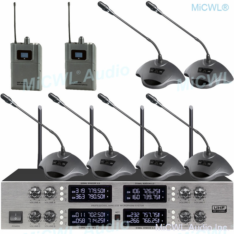 Pro 400 Channel CCS 900 Ultro Discussion Digital Wireless Microphone CCS-DL with 8 Cardioid Desktop Gooseneck Mic System