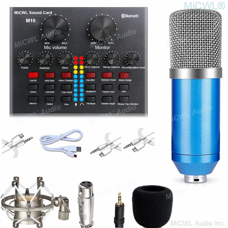 MiCWL M10 Audio Live Sound Card Condenser Microphone for Laptop Computer Network Karaoke Chat