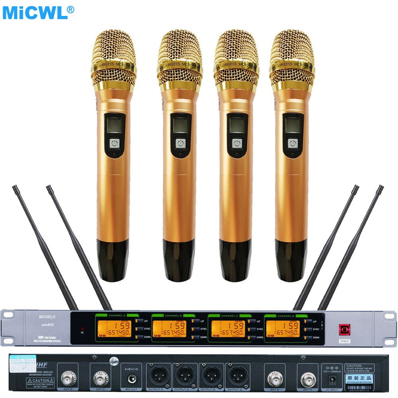 Pro ew400 G4 SKM9000 Digital Wireless 4 Golden Color Handheld DJ Karaoke Mics Microphone System