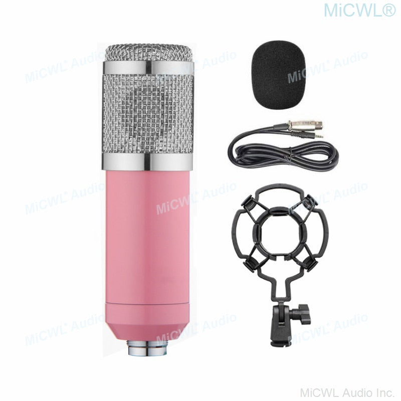 Professional Studio Recording Live Sing Microphone BM-800 Pink Condenser Karaoke PC Mic Microfone with Shock Mount Desk Support