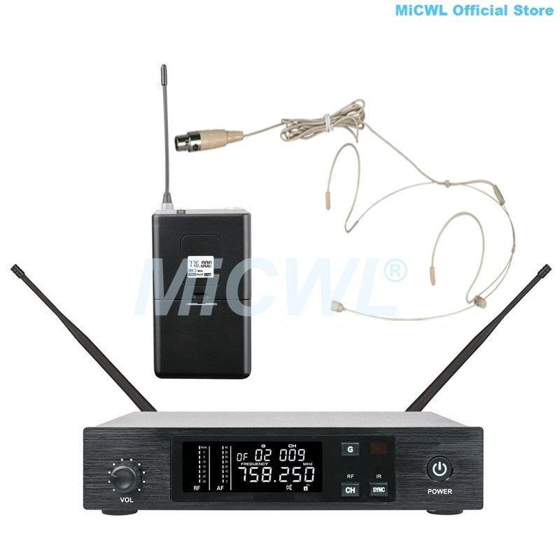 MiCWL D100 UHF Wireless Audio Microphone Karaoke Stage Home Church School Headset Handheld Lavalier Microphones System