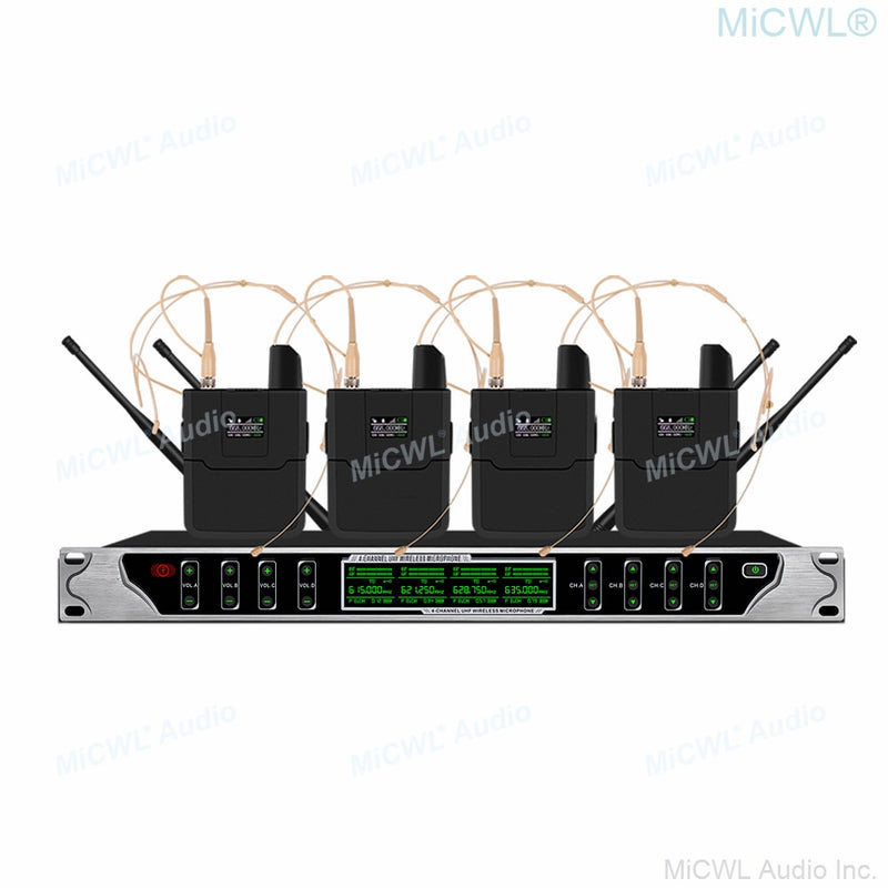 MiCWL DMS800 Digital Wireless Microphone 4 Beige Single ear Headset Karaoke Mics System 400 Channel Handheld Cardioid Lapel