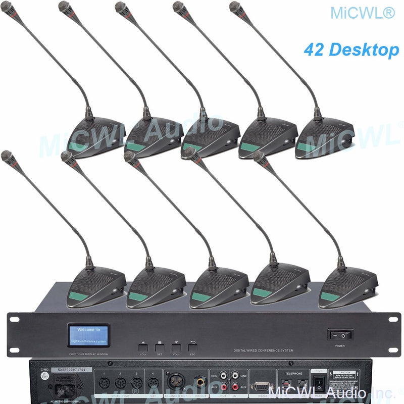 Professional IEM800 Digital Conference Microphone System Built-in speaker Desktop Gooseneck President Delegate MiCWL A351M-A06 - MiCWL Audio Inc