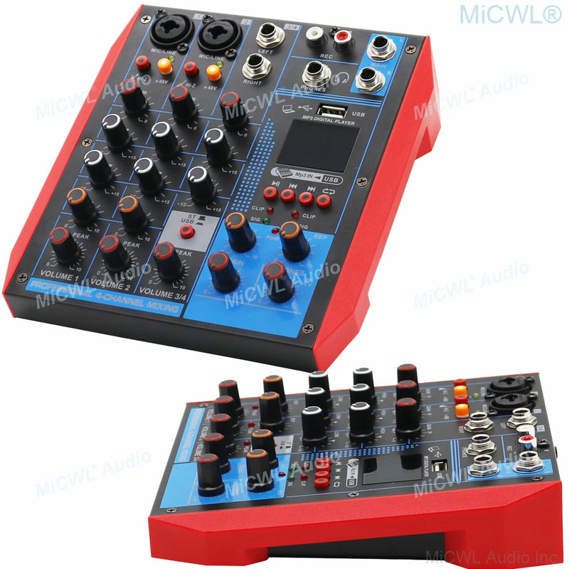 MG6-USB Portable Mixer Computer Live USB Bluetooth Mixing Console Audio Card 4 6 8 Channel Microphones 48V Switch - MiCWL Audio Inc