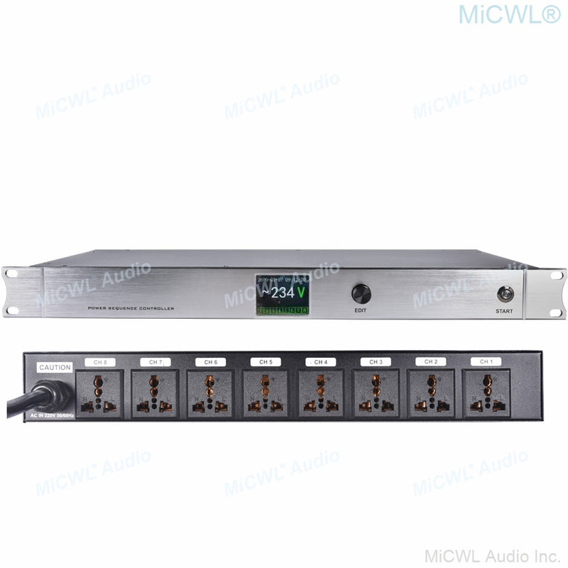 MiCWL 10 Output Rack Mount LCD Power Sequence Controller 30A 6000W Conditioner Surge Protector Power Supply Regulator Air Switch