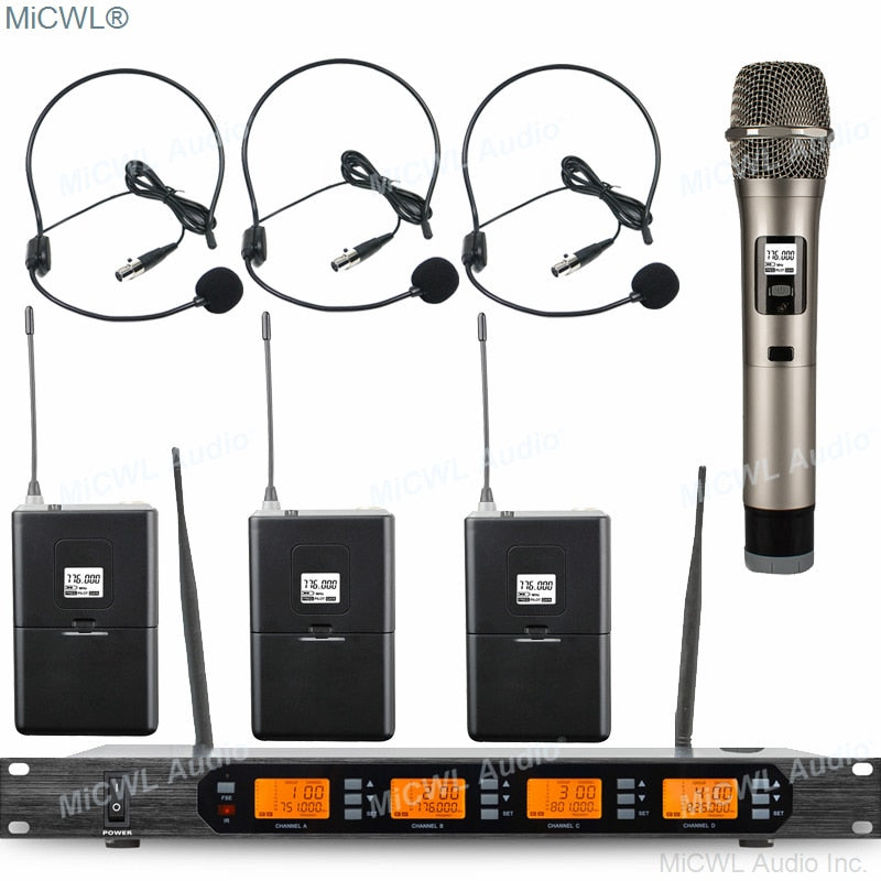 MiCWL Audio ACT707 Digital Wireless Karaoke Microphone System ULXD4 4 Channel Handheld Headset Lavalier Gooseneck Stage Sets