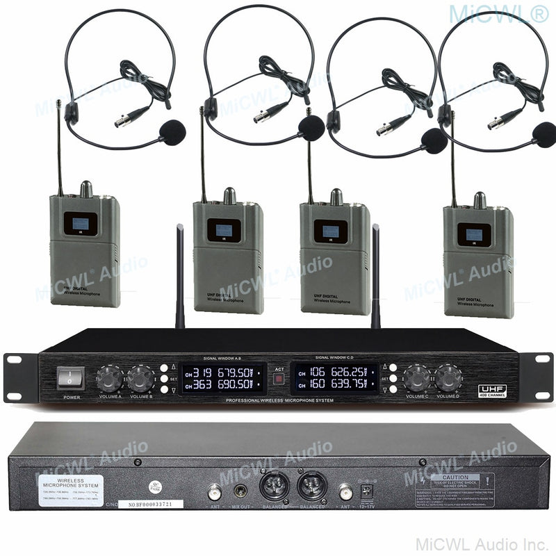 Pro 400 Channel UHF Digital Conference Microphone System 4 Desktop 4 Handheld 4 Headset Mics Sets MiCWL D3840