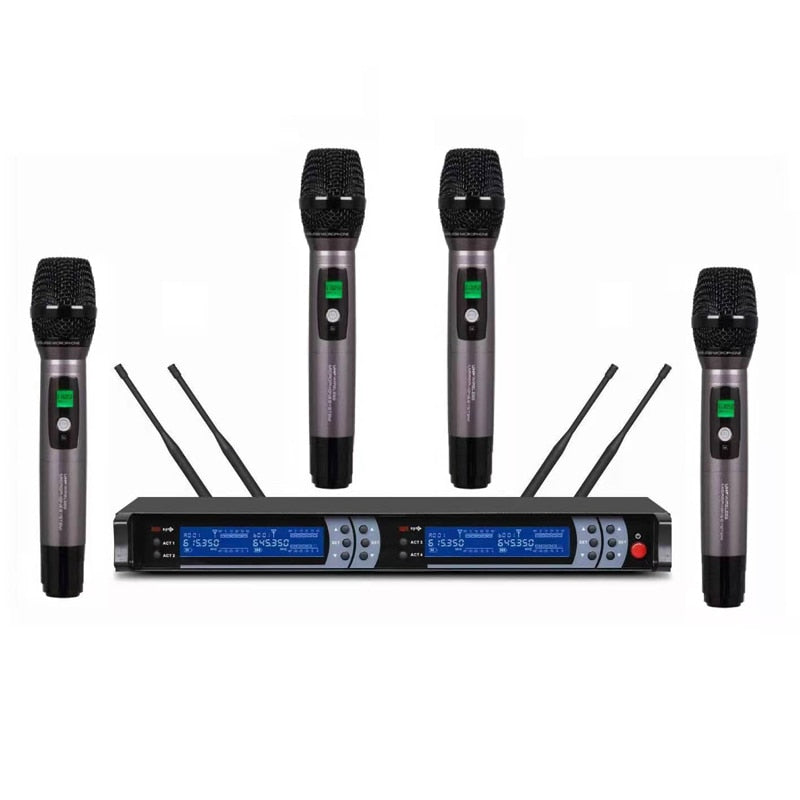 Professional 200 Channel 4 Gooseneck Wireless Microphone System 4 Handheld 4 Headset Lavalier Mic DJ Karaoke Sets