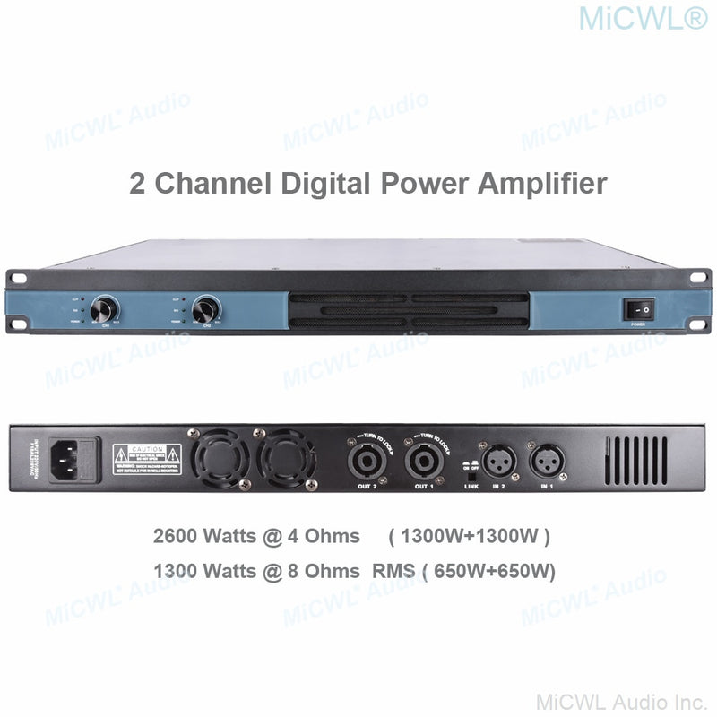 MiCWL Audio 5200W Digital Power Amplifier 4 Channel Karaoke Stage Audio Microphones Speaker AMP 4 x 650W Amplifier 6400 Watt