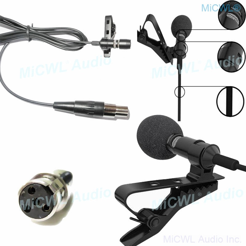 MiCWL T60 Best Tie Clip-On Lavalier Microphone For Sennheiser Shure AKG Audio-Technica MiPro Samson Wireless System 2m Cable