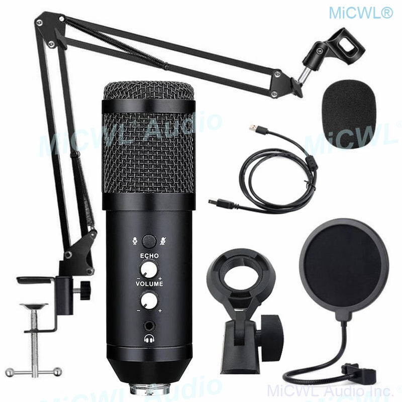 USB Condenser Microphone Kit Tripod Stand Microfone Cardioid Studio Recording Live KTV Karaoke Microphone for Laptop PC Computer