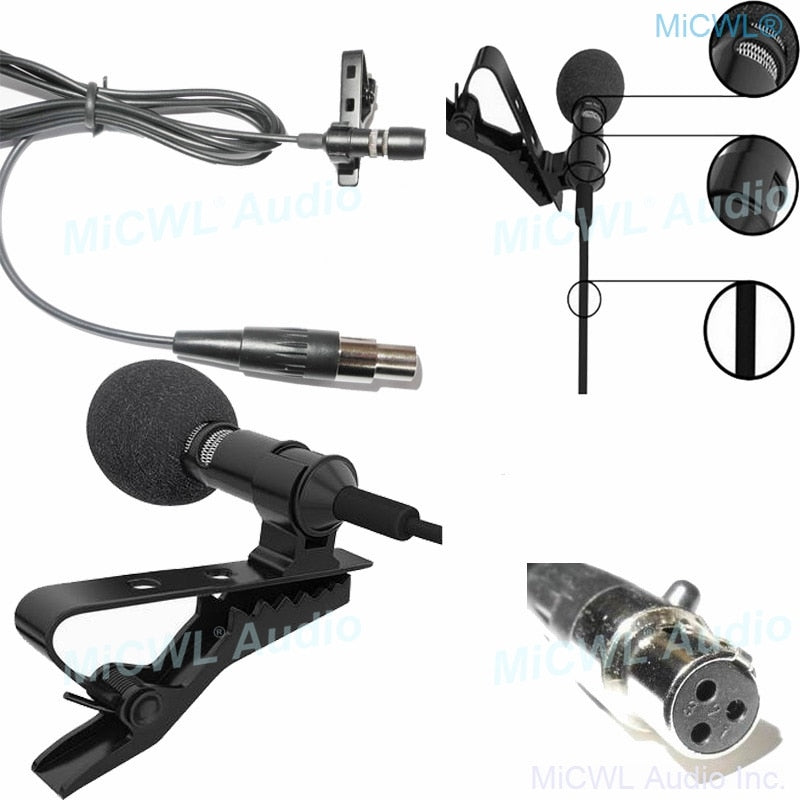 MiCWL T60 Best Tie Clip-On Lavalier Microphone For Sennheiser Shure AKG Audio-Technica MiPro Samson Wireless System 2m Cable