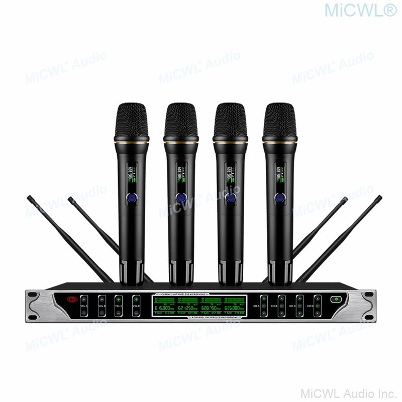 MiCWL 4 Antenna Large Range Digital Wireless Karaoke Microphones Microfone System 4 Handheld 4 Gooseneck Conference 4 Headset - MiCWL Audio Inc