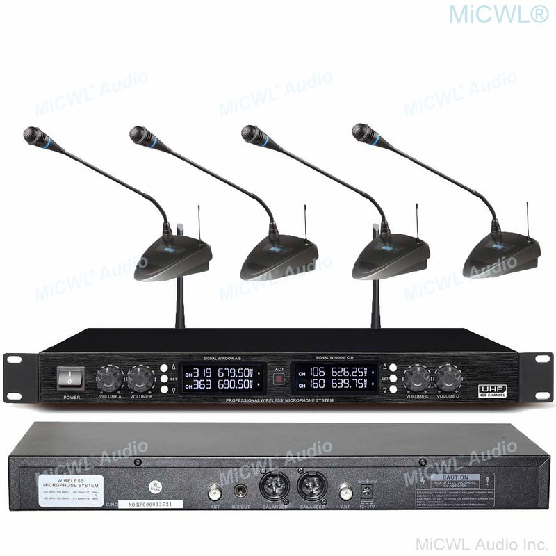 Pro 400 Channel UHF Digital Conference Microphone System 4 Desktop 4 Handheld 4 Headset Mics Sets MiCWL D3840