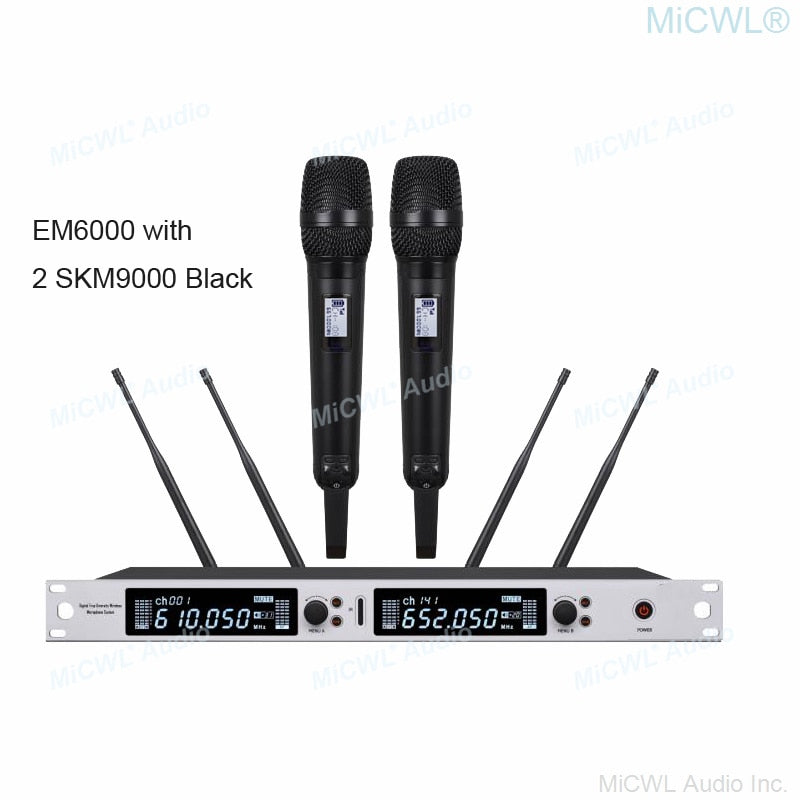 Professional EM6000 SM58 Digital Wireless Microphone System Beta87 Dual Channel SKM6000 4 Antenna True Diversity 400m Range