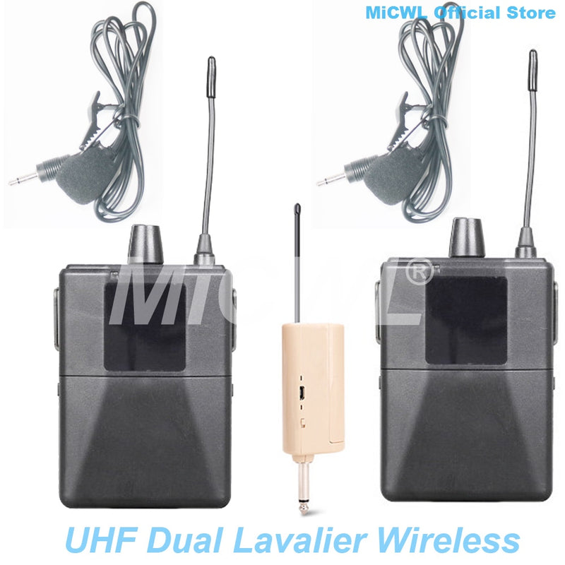 Very Portable 2 Channel Rechargeable Wireless Handheld Lavalier Karaoke Microphone System MiCWL TR2-H